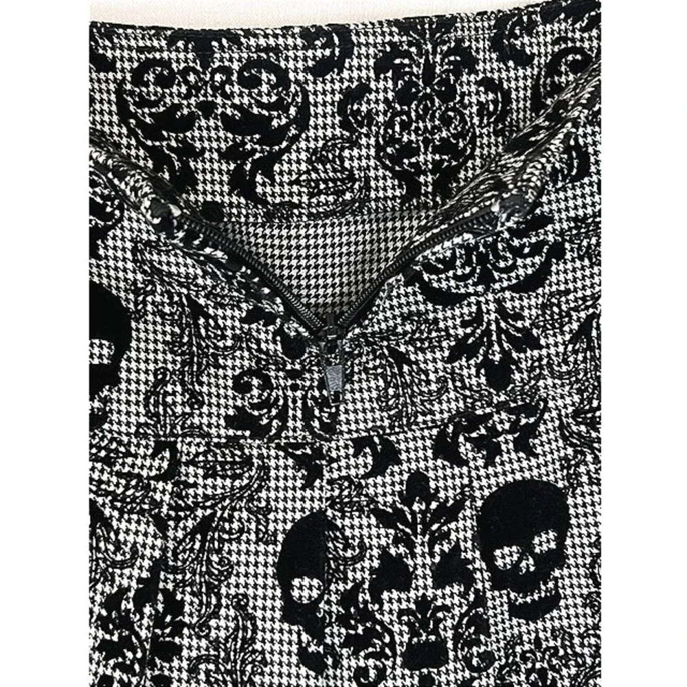 Hell Bunny Irene Skirt L Rare Deadstock Mall Goth Punk Damask Skull Houndstooth